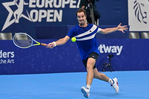 French Richard Gasquet pictured during a match between French Gasquet and Serbian Lajovic, in the first round of the European Open Tennis ATP, Tennis Herren tournament, in Antwerp, Monday 18 October 2021. DIRKxWAEM  x3116619x