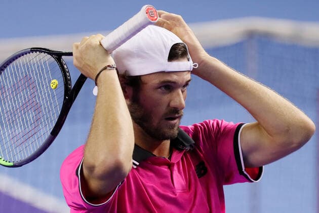 VTB Kremlin Cup 2021 International Tennis Tournament Tommy Paul of United States reacts during the men s singles Round of 32 tennis match of the ATP, Tennis Herren 250 VTB Kremlin Cup 2021 International Tennis Tournament against Mikael Ymer of Sweden at the Luzhniki Palace of Sports on October 19, 2021 in Moscow, Russia. Moscow Russia  Copyright: xMikexKireevx kireev-notitle211019_npfzN
