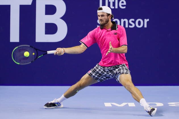 VTB Kremlin Cup 2021 International Tennis Tournament Tommy Paul of United States returns the ball to Mikael Ymer of Sweden during the men s singles Round of 32 tennis match of the ATP, Tennis Herren 250 VTB Kremlin Cup 2021 International Tennis Tournament at the Luzhniki Palace of Sports on October 19, 2021 in Moscow, Russia. Moscow Russia  Copyright: xMikexKireevx kireev-notitle211019_npLBQ