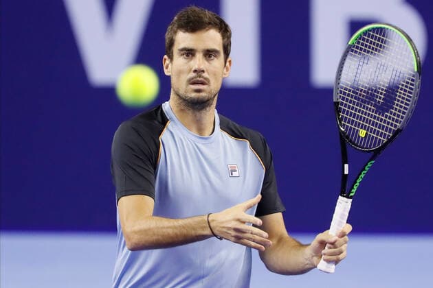 VTB Kremlin Cup 2021 International Tennis Tournament Guido Pella of Argentina during the men s singles Round of 32 tennis match of the ATP, Tennis Herren 250 VTB Kremlin Cup 2021 International Tennis Tournament against Pedro Martinez of Spain at the Luzhniki Palace of Sports on October 19, 2021 in Moscow, Russia. Moscow Russia  Copyright: xMikexKireevx kireev-notitle211019_npvrt