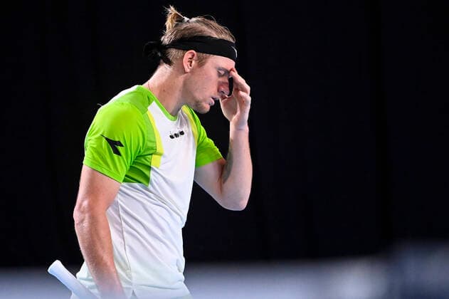 Spanish Alejandro Davidovich Fokina pictured during a match between Spanish Davidovich Fokina and Australian Thompson, in the first round of the European Open Tennis ATP, Tennis Herren tournament, in Antwerp, Tuesday 19 October 2021. LAURIExDIEFFEMBACQ  x3117103x