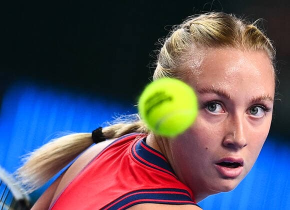 6675478 19.10.2021 Russia s Anastasia Potapova watches a ball during the women s singles first round tennis match against Romania s Simona Halep at the Kremlin Cup, in Moscow, Russia. Vladimir Astapkovich Sputnik Russia Tennis Kremlin Cup  cc792ca59acdc9b