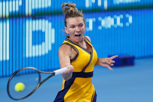 VTB Kremlin Cup 2021 International Tennis Tournament Simona Halep of Romania returns the ball to Anastasia Potapova of Russia during the women s singles Round of 32 tennis match of the WTA, Tennis Damen 500 VTB Kremlin Cup 2021 International Tennis Tournament at the Irina Viner-Usmanova Gymnastics Palace on October 19, 2021 in Moscow, Russia. Moscow Russia  Copyright: xMikexKireevx kireev-notitle211019_np780