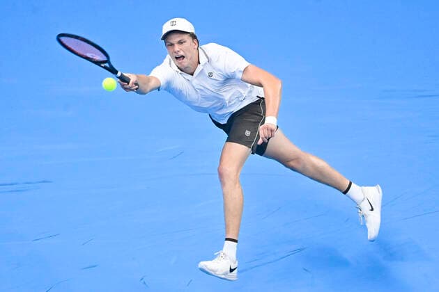US Jenson Brooksby pictured in action during a tennis match against US Opelka, in the first round of the European Open Tennis ATP, Tennis Herren tournament, in Antwerp, Tuesday 19 October 2021. LAURIExDIEFFEMBACQ  x3117254x