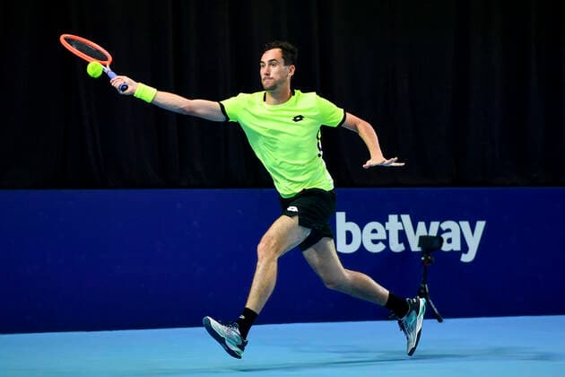 Gianluca Mager pictured during a match between Italian Musetti and Italian Mager, in the first round of the European Open Tennis ATP, Tennis Herren tournament, in Antwerp, Tuesday 19 October 2021. DIRKxWAEM  x3117340x