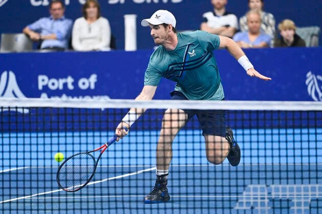 British Andy Murray pictured in action during a match between US Tiafoe and Britain s Murray, in the first round of the European Open Tennis ATP, Tennis Herren tournament, in Antwerp, Tuesday 19 October 2021. LAURIExDIEFFEMBACQ  x3117492x