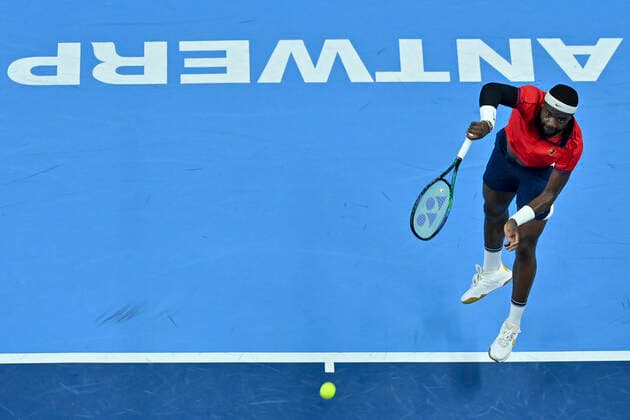 US Frances Tiafoe pictured in action during a match between US Tiafoe and Britain s Murray, in the first round of the European Open Tennis ATP, Tennis Herren tournament, in Antwerp, Tuesday 19 October 2021. DIRKxWAEM  x3117523x