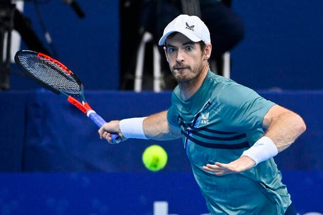 British Andy Murray pictured in action during a match between US Tiafoe and Britain s Murray, in the first round of the European Open Tennis ATP, Tennis Herren tournament, in Antwerp, Tuesday 19 October 2021. LAURIExDIEFFEMBACQ  x3117529x