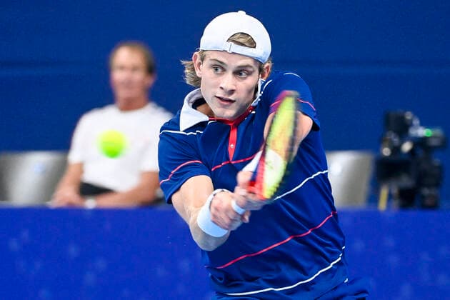 Belgian Zizou Bergs pictured in action during a match between Belgian Bergs and South-African Harris, in the first round of the European Open Tennis ATP, Tennis Herren tournament, in Antwerp, Tuesday 19 October 2021. LAURIExDIEFFEMBACQ  x3117753x