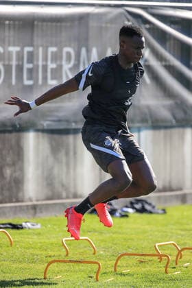 SOCCER - UEFA EL, Sturm vs Sociedad GRAZ,AUSTRIA,20.OCT.21 - SOCCER - UEFA Europa League, group stage, SK Sturm Graz vs Real Sociedad, preview, training Sturm. Image shows Kelvin Kwarteng Yeboah (Sturm).  GEPAxpictures xMarioxBuehner