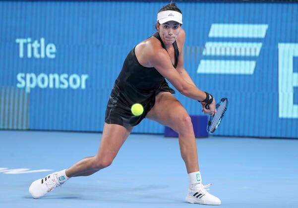 MOSCOW, RUSSIA - OCTOBER 20, 2021: Spain s Garbine Muguruza returns the ball in her women s singles Round of 16 tennis match against the Czech Republic s Tereza Martincova at the VTB Kremlin Cup 2021 at the Luzhniki Sports Palace. Mikhail Tereshchenko TASS  TS114E02