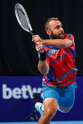 Czech Roman Jebavy pictured in action during a doubles men game between Dutch pair Koolhof-Rojer and Czech Jebavy and Belarus Vasilevski, a 1 8 finals game at the European Open Tennis ATP, Tennis Herren tournament, in Antwerp, Wednesday 20 October 2021. DAVIDxPINTENS  x3118320x