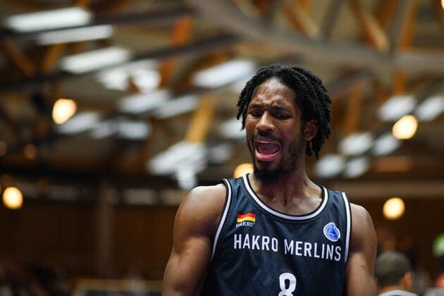 Terrell Harris Merlins Crailsheim complains, GER, HAKRO Merlins Crailsheim vs Tsmoki Minsk, 20 10 2021, FIBA Europe Cup, 2 match day, season 2021 2022 GER, HAKRO Merlins Crailsheim vs Tsmoki Minsk, 20 10 2021, FIBA Europe Cup, 2 match day, season 2021 2022 Crailsheim Copyright: xEibner MichaelxMemmlerx EP_MMR