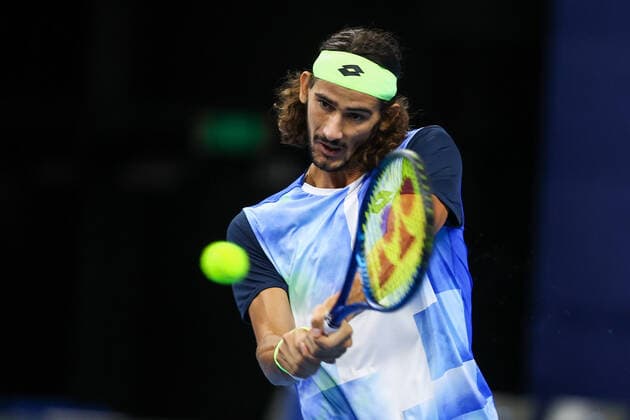 South African Lloyd Harris pictured in action during a singles match between German Struff and South-African Harris, in the 1 8 finals of the European Open Tennis ATP, Tennis Herren tournament, in Antwerp, Thursday 21 October 2021. DAVIDxPINTENS  x3119087x