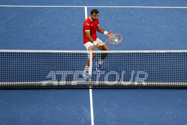 Serbian Ivan Dodig pictured in action during a doubles men game between Serbian Dodig and Brazilian Melo and Belgian Malisse and South-African Harris, a quarter finals game at the European Open Tennis ATP, Tennis Herren tournament, in Antwerp, Thursday 21 October 2021. DAVIDxPINTENS  x3119701x