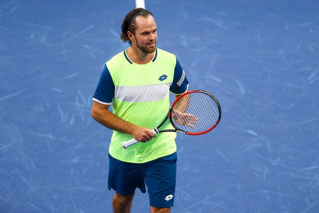 Belgian Xavier Malisse pictured during a doubles men game between Serbian Dodig and Brazilian Melo and Belgian Malisse and South-African Harris, a quarter finals game at the European Open Tennis ATP, Tennis Herren tournament, in Antwerp, Thursday 21 October 2021. DAVIDxPINTENS  x3119710x
