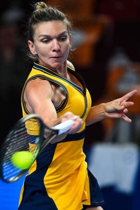 6677709 21.10.2021 Romania s Simona Halep returns a shot during the women s singles second round tennis match against Russia s Veronika Kudermetova at the Kremlin Cup, in Moscow, Russia. Vladimir Astapkovich Sputnik Russia Tennis Kremlin Cup  e3ab78970407495d