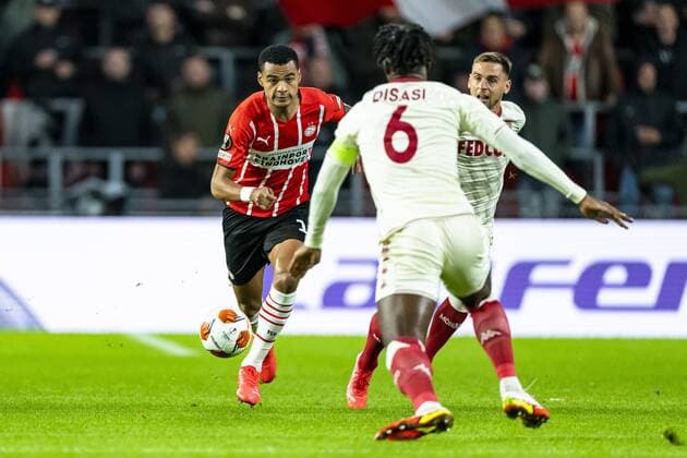 EINDHOVEN, Netherlands, 21-10-2021, football, Philips stadium, Europa League, season 2021 2022, during the match PSV - Monaco, PSV player Cody Gakpo PSV - Monaco  x13997588x Copyright: