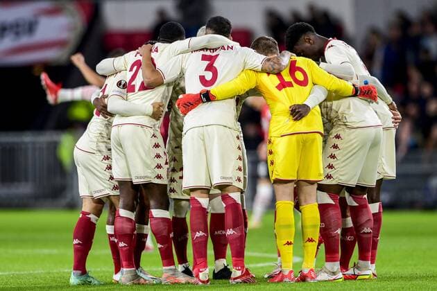 EINDHOVEN AS Monaco players during the UEFA Europa League match between PSV Eindhoven and AS Monaco at Phillips Stadium on October 21, 2021 in Eindhoven, Netherlands ANP OLAF KRAAK UEFA Europa League 2021 2022 xVIxANPxSportx xxANPxIVx 439502138