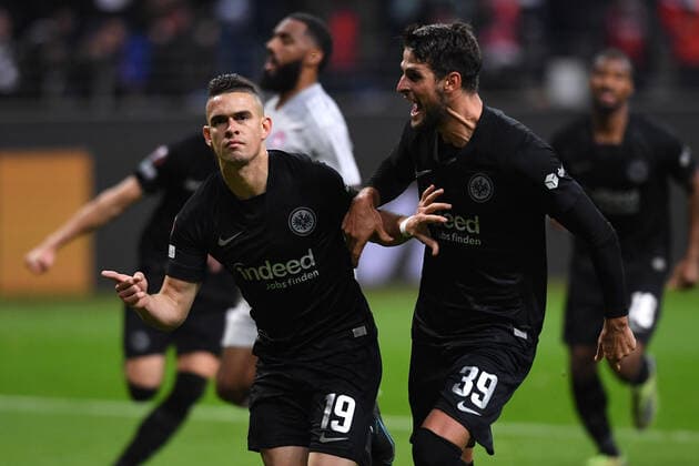 Football Europa League Matchday 3 Eintracht Frankfurt Olympiakos Piraeus on 21 10 2021 at Deutsche Bank Park in Frankfurt Goal celebrations for 1 0 by Rafael Borre Frankfurt xHDx