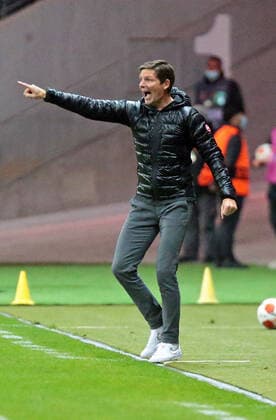 21 10 2021, xovx, football UEFA Europa League, Eintracht Frankfurt Olympiakos Piraeus coach Oliver Glasner Eintracht Frankfurt DFL DFB REGULATIONS PROHIBIT ANY USE OF PHOTOGRAPHS as IMAGE SEQUENCES and or QUASI VIDEO emspor Frankfurt