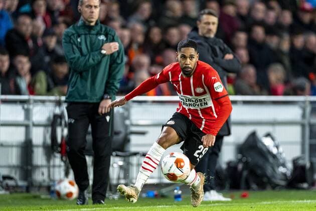 EINDHOVEN, Netherlands, 21-10-2021, football, Philips stadium, Europa League, season 2021 2022, during the match PSV - Monaco, PSV player Philipp Mwene PSV - Monaco  x13998801x Copyright: