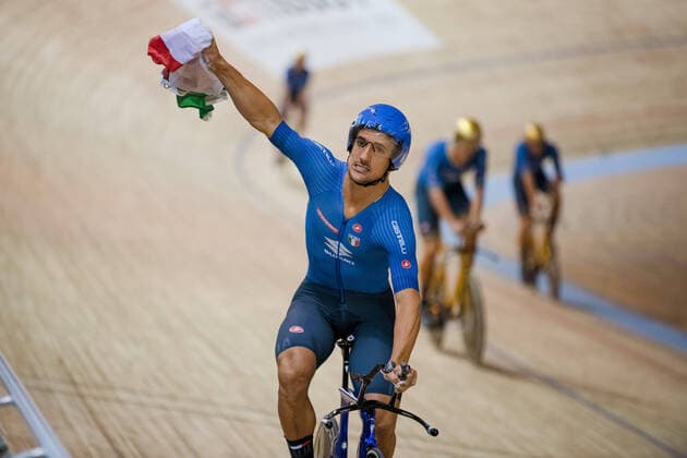 2021 UCI Track Cycling World Championships, 21 10 2021 Liam Bertazzo ITA , Team Pursuit Men, 2021 UCI Track Cycling World Championships, 21 10 2021, Roubaix France Copyright: xBEAUTIFULxSPORTS Hilgerx