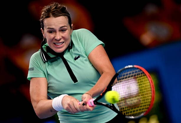 6678069 22.10.2021 Russia s Anastasia Pavlyuchenkova returns a shot during the women s singles quarterfinal tennis match against Czech Republic s Marketa Vondrousova at the Kremlin Cup, in Moscow, Russia. Alexey Filippov Sputnik Russia Tennis Kremlin Cup  c11b1e40d503e29b