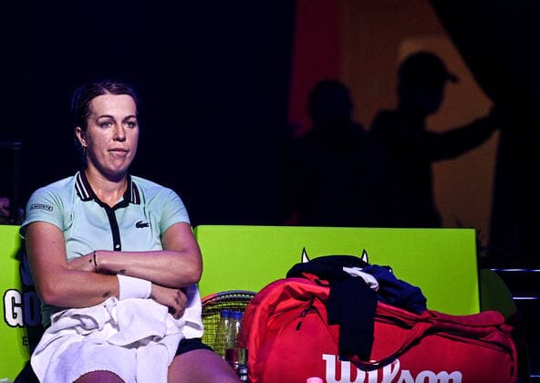 6678131 22.10.2021 Russia s Anastasia Pavlyuchenkova reacts after losing the women s singles quarterfinal tennis match against Czech Republic s Marketa Vondrousova at the Kremlin Cup, in Moscow, Russia. Alexey Filippov Sputnik Russia Tennis Kremlin Cup  974625a6a9108c17
