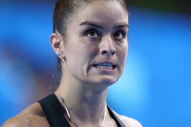 MOSCOW, RUSSIA - OCTOBER 22: Maria Sakkari during The VTB Kremlin Cup on October 22, 2021, at Irina Viner-Usmanova Gymnastics Palace in Moscow, Russia. (Photo by Anatoliy Medved Icon Sportswire) TENNIS: OCT 22 VTB Kremlin Cup Icon2110221983