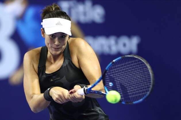 MOSCOW, RUSSIA - OCTOBER 22: Garbine Muguruza in action during The VTB Kremlin Cup on October 22, 2021, at Palace of Sports Luzhniki in Moscow, Russia. (Photo by Anatoliy Medved Icon Sportswire) TENNIS: OCT 22 VTB Kremlin Cup Icon2110221992