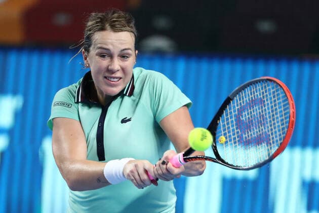 MOSCOW, RUSSIA - OCTOBER 22: Anastasia Pavlyuchenkova in action during The VTB Kremlin Cup on October 22, 2021, at Irina Viner-Usmanova Gymnastics Palace in Moscow, Russia. (Photo by Anatoliy Medved Icon Sportswire) TENNIS: OCT 22 VTB Kremlin Cup Icon2110221916