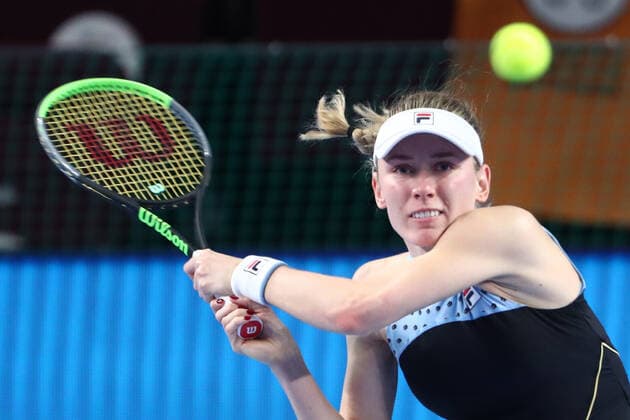 MOSCOW, RUSSIA - OCTOBER 22: Ekaterina Alexandrova in action during The VTB Kremlin Cup on October 22, 2021, at Irina Viner-Usmanova Gymnastics Palace in Moscow, Russia. (Photo by Anatoliy Medved Icon Sportswire) TENNIS: OCT 22 VTB Kremlin Cup Icon2110221949