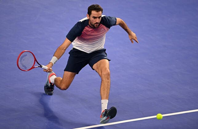 6679166 23.10.2021 Croatia s Marin Cilic returns a shot during the men s singles semifinal tennis match against Lithuania s Ricardas Berankis at the Kremlin Cup, in Moscow, Russia. Alexey Filippov Sputnik Russia Tennis Kremlin Cup  3a3731fe64cd41f0