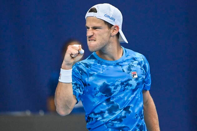 Sport Bilder des Tages Argentina s Diego Schwartzman celebrates during a singles match between US Brooksby and Argentinian Schwartzman, in the semi finals of the European Open Tennis ATP, Tennis Herren tournament, in Antwerp, Saturday 23 October 2021. LAURIExDIEFFEMBACQ  x3122240x