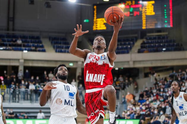 GER, Heidelberg, SNP Dome, 23 10 2021, emspor, emonline, despor, deonline, MLP Academics Heidelberg vs s Oliver Wuerzburg, easyCredit BBL, Matchday 5 Image v l Kelvin Martin MLP Academics Heidelberg vs Kerron Johnson s Oliver Wuerzburg Copyright: HMBxMedia JulienxBecker