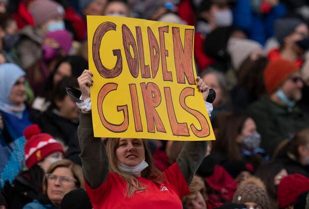 October 23, 2021, Ottawa, on, Canada: A Canadian fan holds up a sign during a Celebration Tour match between Canada and New Zealand, in Ottawa, Saturday, Oct. 23, 2021. Canada News - October 23, 2021  - ZUMAc35_ 20211023_zaf_c35_045 Copyright: xAdrianxWyldx