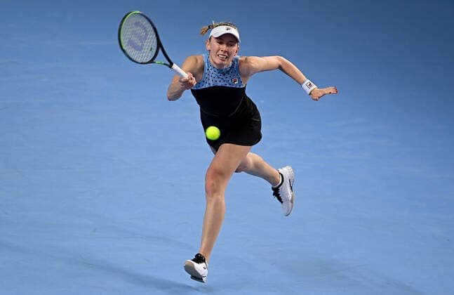 6679508 24.10.2021 Russia s Ekaterina Alexandrova returns a shot during the women s singles final tennis match against Estonia?s Anett Kontaveit at the Kremlin Cup, in Moscow, Russia. Alexey Filippov Sputnik Russia Tennis Kremlin Cup  79fcd32435ba7723