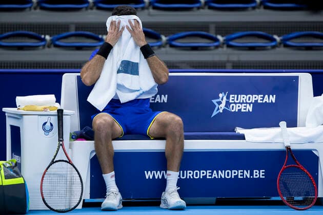Dutch Jean-Julien Rojer pictured during a doubles men game between Dutch pair Koolhof - Rojer and French Mahut - Martin, the finals of the European Open Tennis ATP, Tennis Herren tournament, in Antwerp, Sunday 24 October 2021. KRISTOFxVANxACCOM  x3122921x