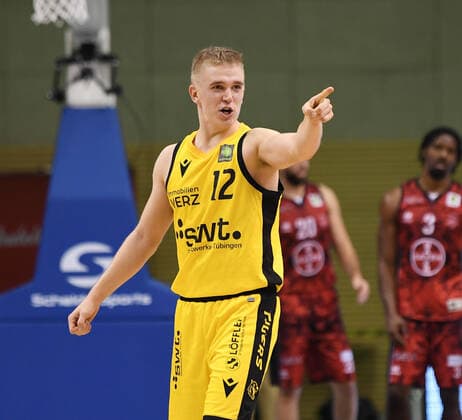 Basketball 2 Bundesliga 2021 2022 6 Matchday 24 09 2021 in Rottenburg Tigers Tuebingen Bayer Giants Leverkusen JUBEL Tigers Aatu Kivimaeki