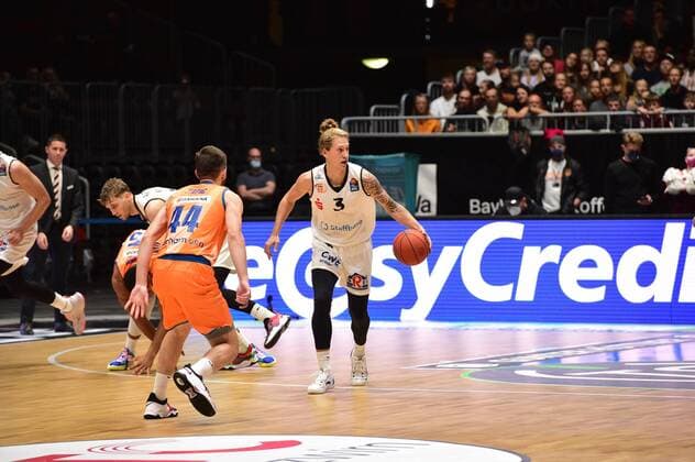 24 10 2021, easyCredit Basketball Bundesliga, BBL, 2021 2022 season, men, Chemnitz Niners Ratiopharm Ulm, Copyright Seidel Trienitz Malte Ziegenhagen, Niners Chemnitz Chemnitz Fair Chemnitz Saxony Germany.