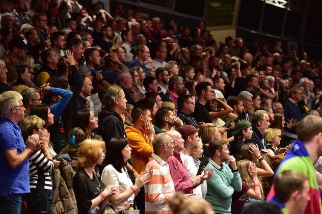 24 10 2021, easyCredit Basketball Bundesliga, BBL, 2021 2022 season, mens, Chemnitz Niners Ratiopharm Ulm, Copyright Seidel Trienitz fans at Arena Chemnitz Messe Chemnitz Sachsen Germany