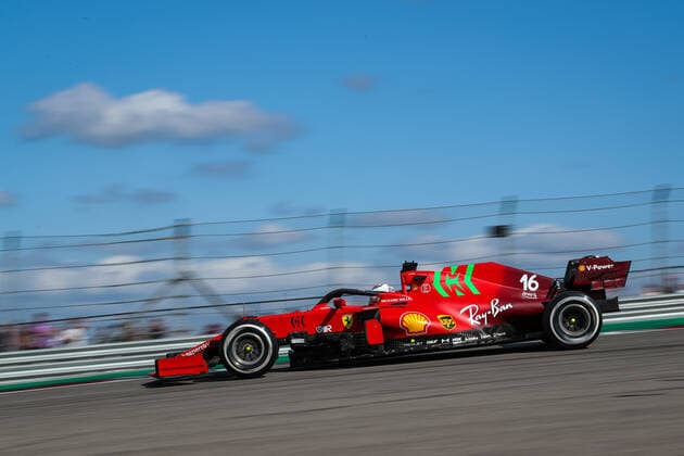 16 LECLERC Charles (mco), Scuderia Ferrari SF21, action during the Formula 1 Aramco United States Grand Prix 2021, 17th round of the 2021 FIA Formula One World Championship, WM, Weltmeisterschaft from October 21 to 24, 2021 on the Circuit of the Americas, in Austin, Texas, United States of American - F1 - UNITED STATES GRAND PRIX 2021 - RACE DPPI Panoramic  20211024_GOODEN_FG0O9085