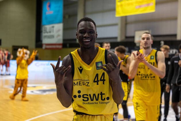 Bakary Diba Tigers Tuebingen, 44 ¨¨¨Tigers Tübingen vs Bayer Giants Leverkusen, 2 basketball, Bundesliga, Pro A, Barmer 2 basketball, matchday 6, season 2021 2022, 24 10 2021, ¨¨ Tigers Tübingen Bayer Giants Leverkusen, basketball, 2 Bundesliga, Barmer 2 basketball, matchday 6, season 2020 2021, 24 10 2021 Rottenburg am Neckar. Copyright: xNinaxSander xEibnerxPressefotoxIx EP_NSR