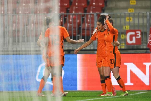 ALMERE, 25-10-2021 , Yanmar Stadium, season 2021 2022 , friendly game. Netherlands U23 player Chimera Ripa celebrating 2-0 during the match Netherlands U23 (women) - Italy U23 Netherlands U23 (women) - Italy U23  x14067289x Copyright: