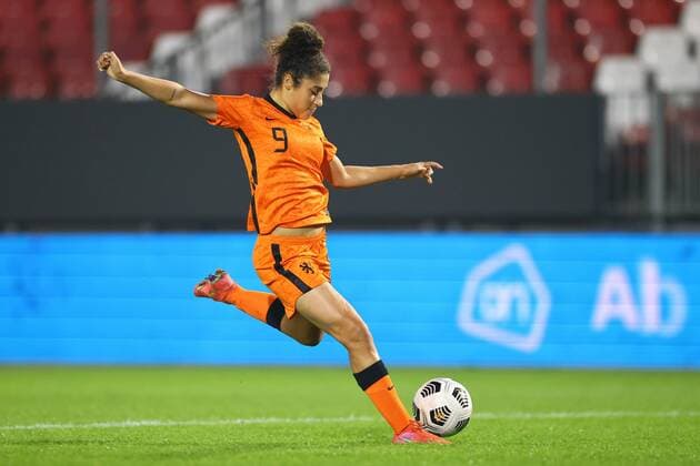 ALMERE, 25-10-2021 , Yanmar Stadium, season 2021 2022 , friendly game. Netherlands U23 player Chimera Ripa scores 2-0 during the match Netherlands U23 (women) - Italy U23 Netherlands U23 (women) - Italy U23  x14067294x Copyright: