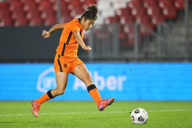 ALMERE, 25-10-2021 , Yanmar Stadium, season 2021 2022 , friendly game. Netherlands U23 player Chimera Ripa scores 2-0 during the match Netherlands U23 (women) - Italy U23 Netherlands U23 (women) - Italy U23  x14067296x Copyright: