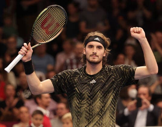 TENNIS - ATP, Tennis Herren Erste Bank Open VIENNA,AUSTRIA,26.OCT.21 - TENNIS - ATP World Tour, Erste Bank Open. Image shows the rejoicing of Stefanos Tsitsipas (GRE).  GEPAxpictures xWalterxLuger