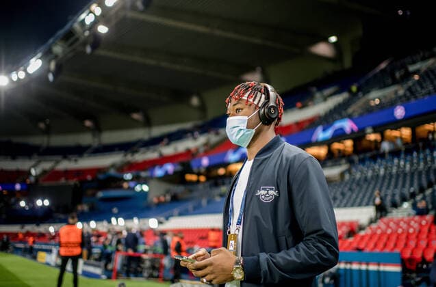 Leipzigs Mohamed Simakan Football UEFA Champions League, Matchday 3 PSG Paris Saint Germain RB Leipzig 3 2 19 October 2021 Paris France , Parc des Princes Princes Park Paris St Germain RB Leipzig 3 2