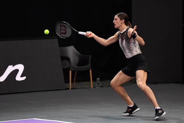 Day four of Transylvania Open and second day without public due to Covid 19. WTA, Tennis Damen competition taking place in BT Arena, Cluj-Napoca, Romania between 23-21 October 2021 Andrea Petkovic in action during her match against Varvara Garacheva on the fourth day of Transylvania Open disputed in BT Arena Cluj-Napoca, Romania during 23-31 October 2021 Cluj-Napoca Cluj Romania Copyright: xAncaxTepeix
